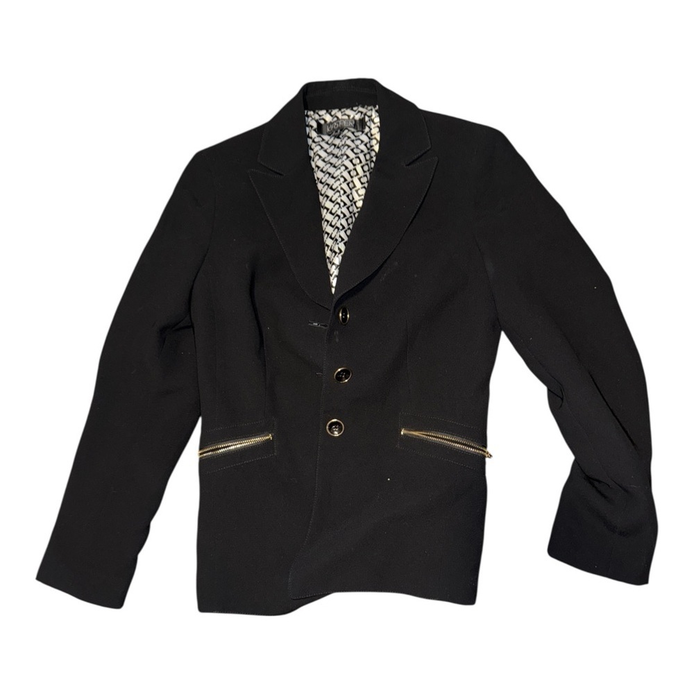 Kasper Black Blazer with Gold Zipper Details - Picture 2 of 6
